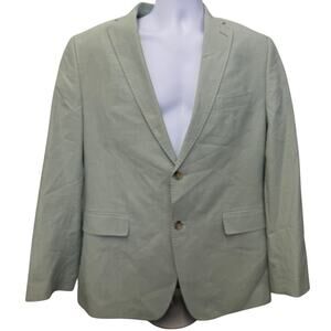 Alan Flusser Mens Two Button Blazer Jacket Green sage light 100% Cotton Size 42R